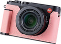 Camera Half Case for Leica D-LUX 8, Vintage Metal Genuine Leather Instant Camera Protective Cases Stylish Portable Shockproof (Pink)
