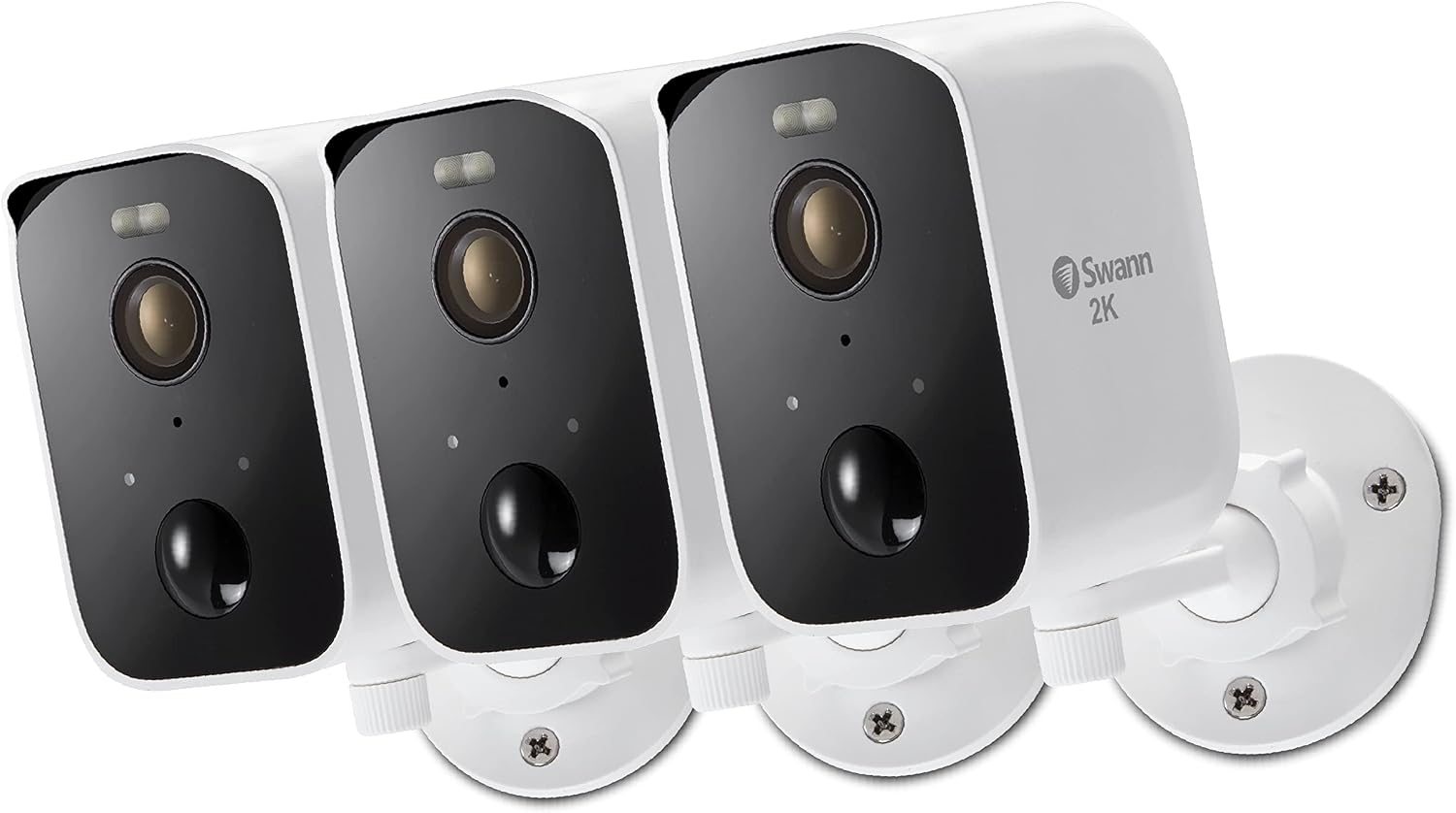 Swann CoreCam Pro Wireless Security Camera, 2K HD, Indoor/Outdoor Home, Spotlight, 2-Way Talk & Siren, Heat Motion Detection, Color Night Vision, IP65, 3 Pack