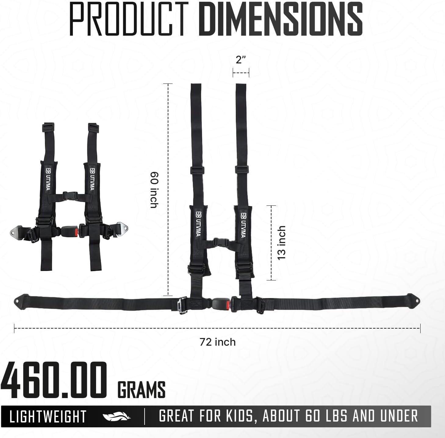 UTVMA RZR 1000 and 900 (2014-2023) Bump Seat with 4-Point Harness | Kids Seat | Jump Seat | All Models (XP, Turbo, Turbo S, High Lifter, Sport, Premium, Ultimate) (Seat with Red Harness)