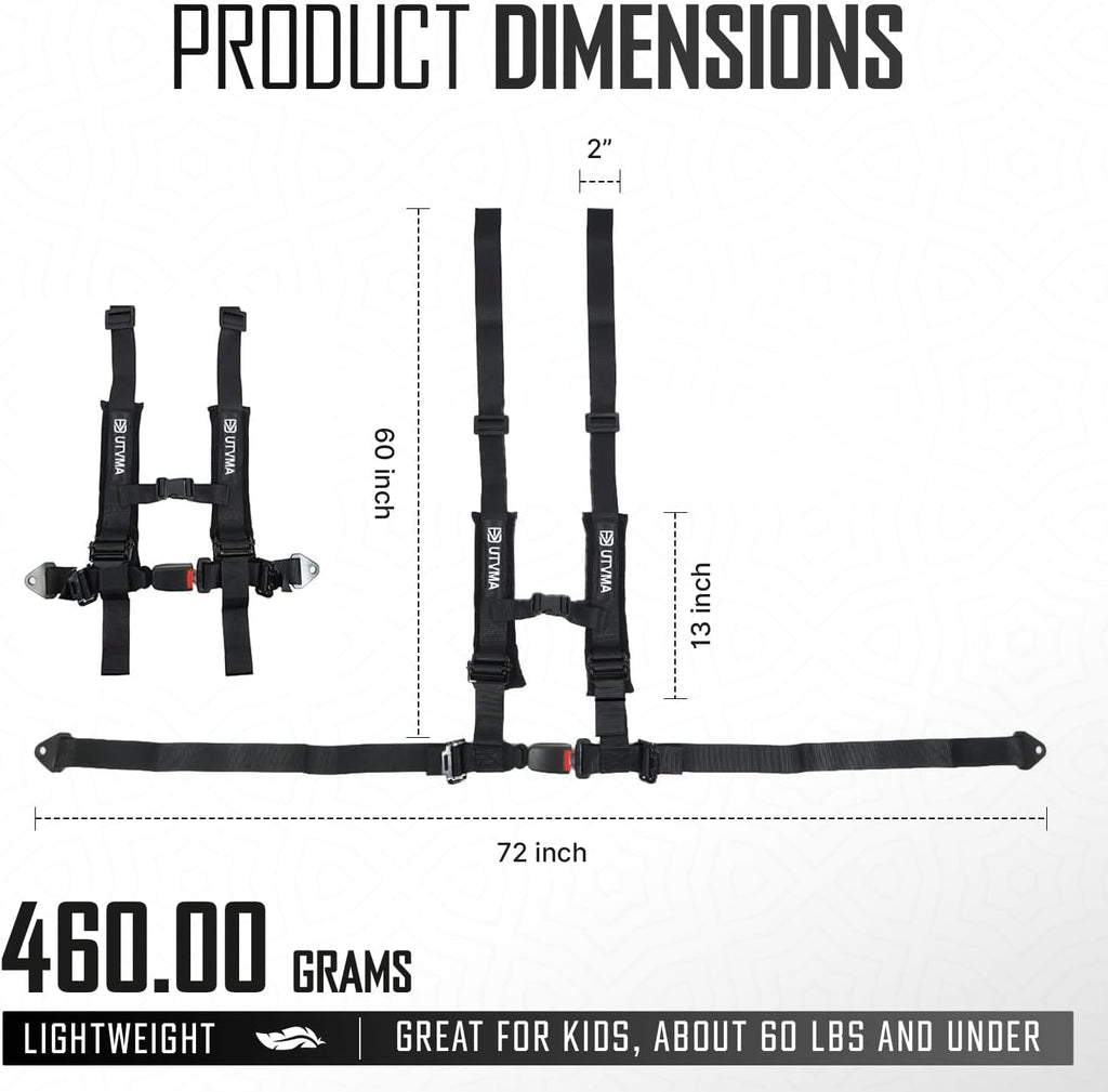 UTVMA RZR 1000 and 900 (2014-2023) Bump Seat with 4-Point Harness | Kids Seat | Jump Seat | All Models (XP, Turbo, Turbo S, High Lifter, Sport, Premium, Ultimate) (Seat with Orange Harness)