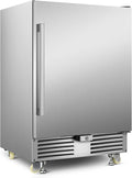 Outdoor Beverage Refrigerator 24 Inch Wide, Stainless Steel Beverage Fridge 180 Cans for Undercounter Built-in or Freestanding, for Home and Patio, Water Proof, Fast Cooling, Low Noise, 37-65 °F