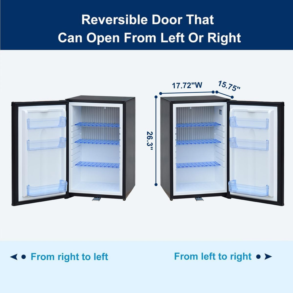 SMETA RV Refrigerator Lockable 12V/110V, 1.8 Cu.ft Semi Truck Mini Fridge with Lock For Outdoor Camping Traval Bedroom Office Van, No Noise