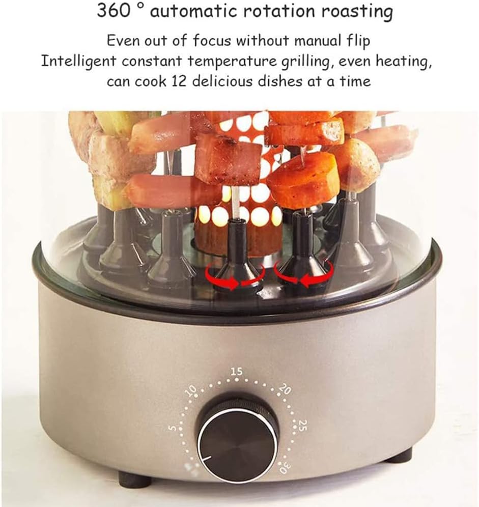 Electric Barbecue Skewer, Household Automatic Rotating Indoor Smokeless Electric Grill, 12 Skewers Automatic Rotating Grill, Timing Control