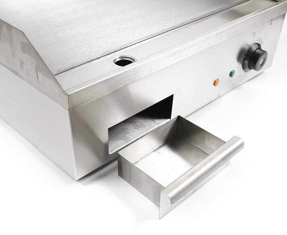 Commercial Electric Griddle 110V 3000W Electric Flat Top Griddle Non-Stick Teppanyaki Grill, 22'' x 14'' Cooking Plate, Stainless Steel Restaurant Electric Countertop Griddle Tabletop Grill