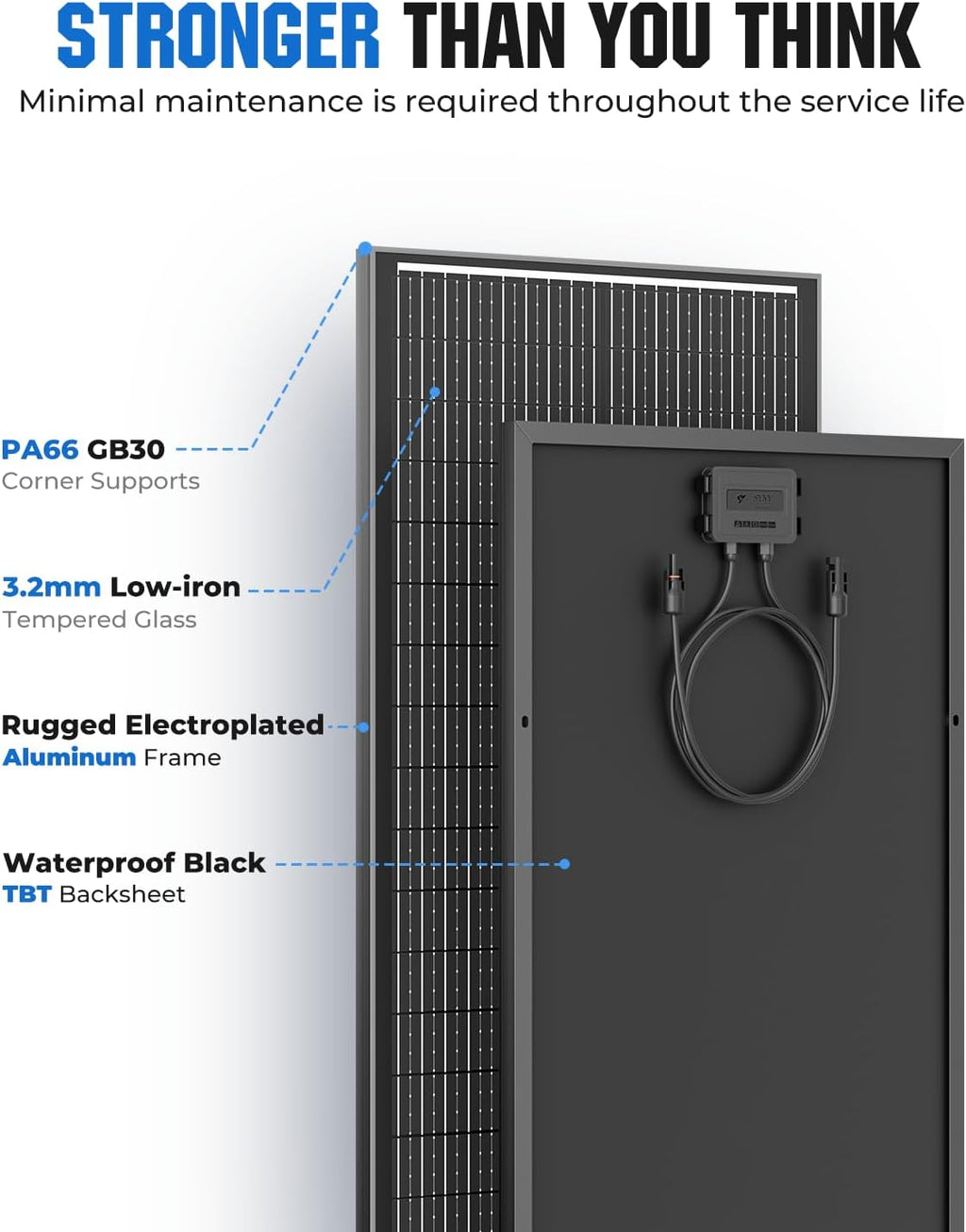 18BB N-Type 600 Watt Solar Panel, 12V 6PCS 100W Solar Panels, 25% High-Efficiency, Monocrystalline PV Modules, for RV, Marine, Boat, Shed Farm, Rooftop, Farm and Off-Grid System