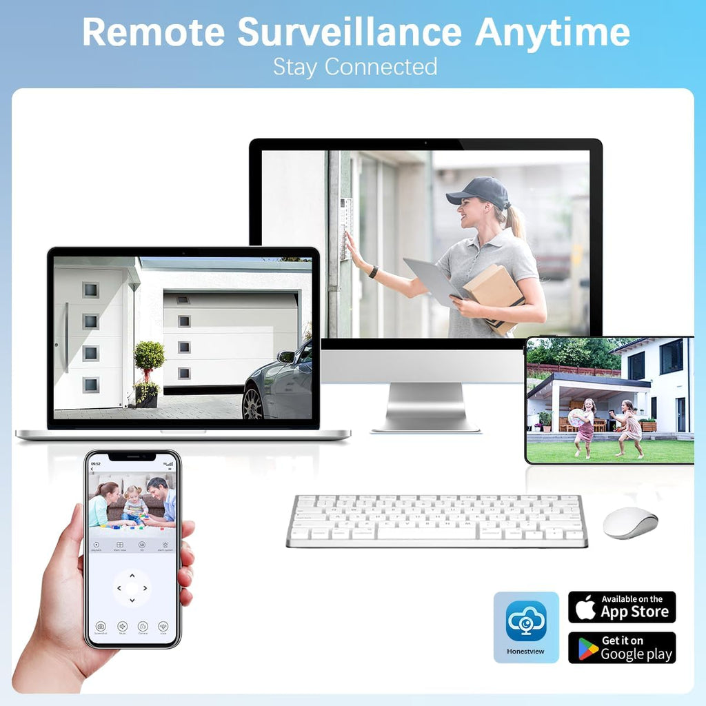 【2-Way Audio】 Outdoor Wired Security Camera System Home Video Security Cameras Systems POE Security Surveillance DVR Kits