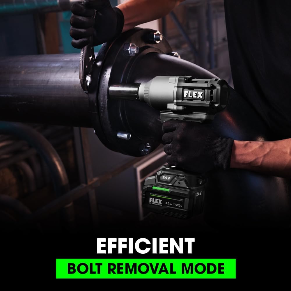 FLEX 24V Brushless Cordless 1/2-Inch 1,150 Ft-Lbs High Torque Impact Wrench Kit with 6.0Ah Stacked Lithium Battery and 280W Rapid Charger - FX1471-1H
