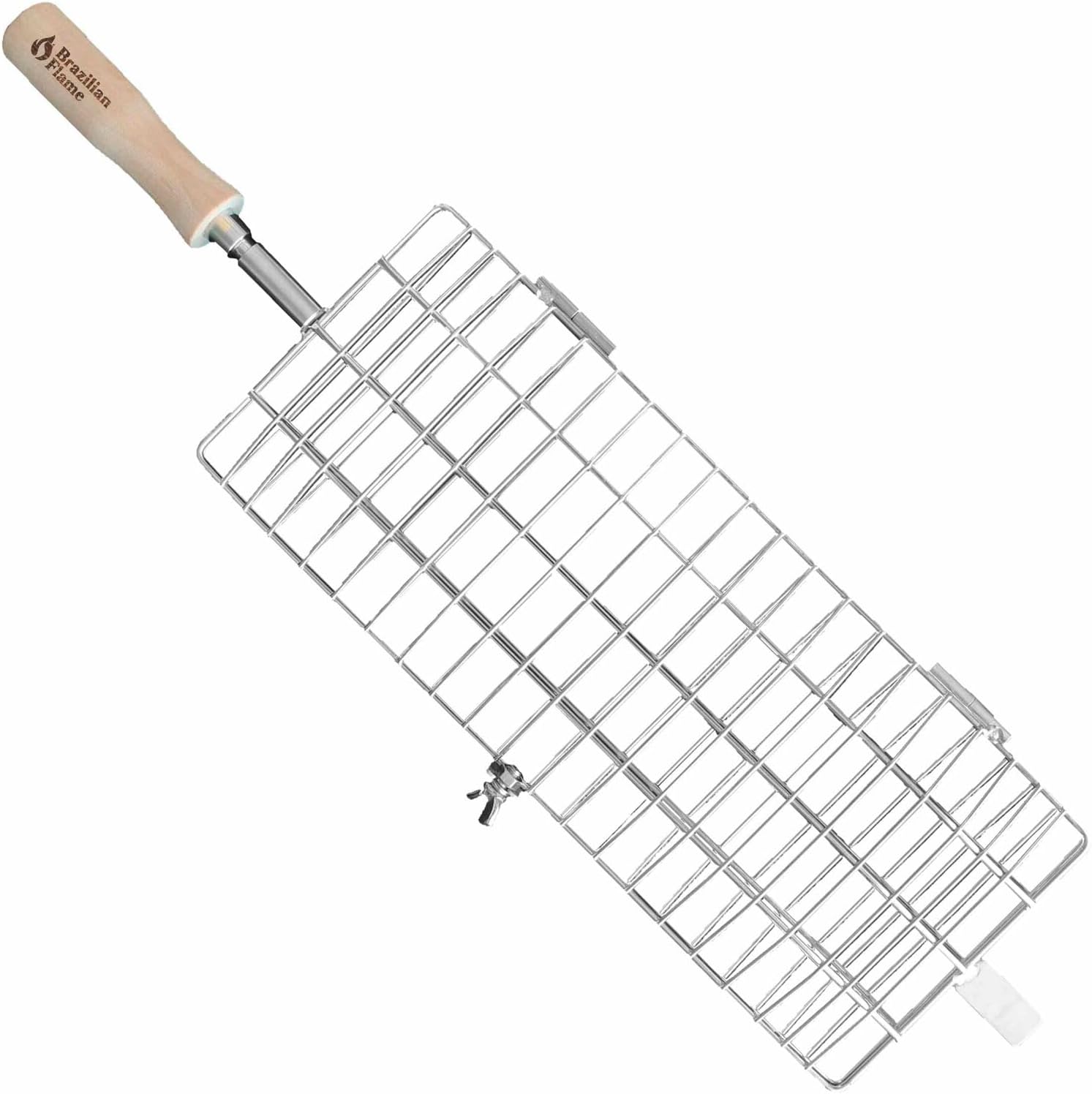 Brazilian Flame Rotisserie Baskets Compatible with 3 Skewer and 5 Skewer Portable Gas Rotisserie BBQ Grills for Roasting Corn on The Cob, Potatoes, Shrimp, Hot Dogs, Burgers, and Steaks, Set of 3