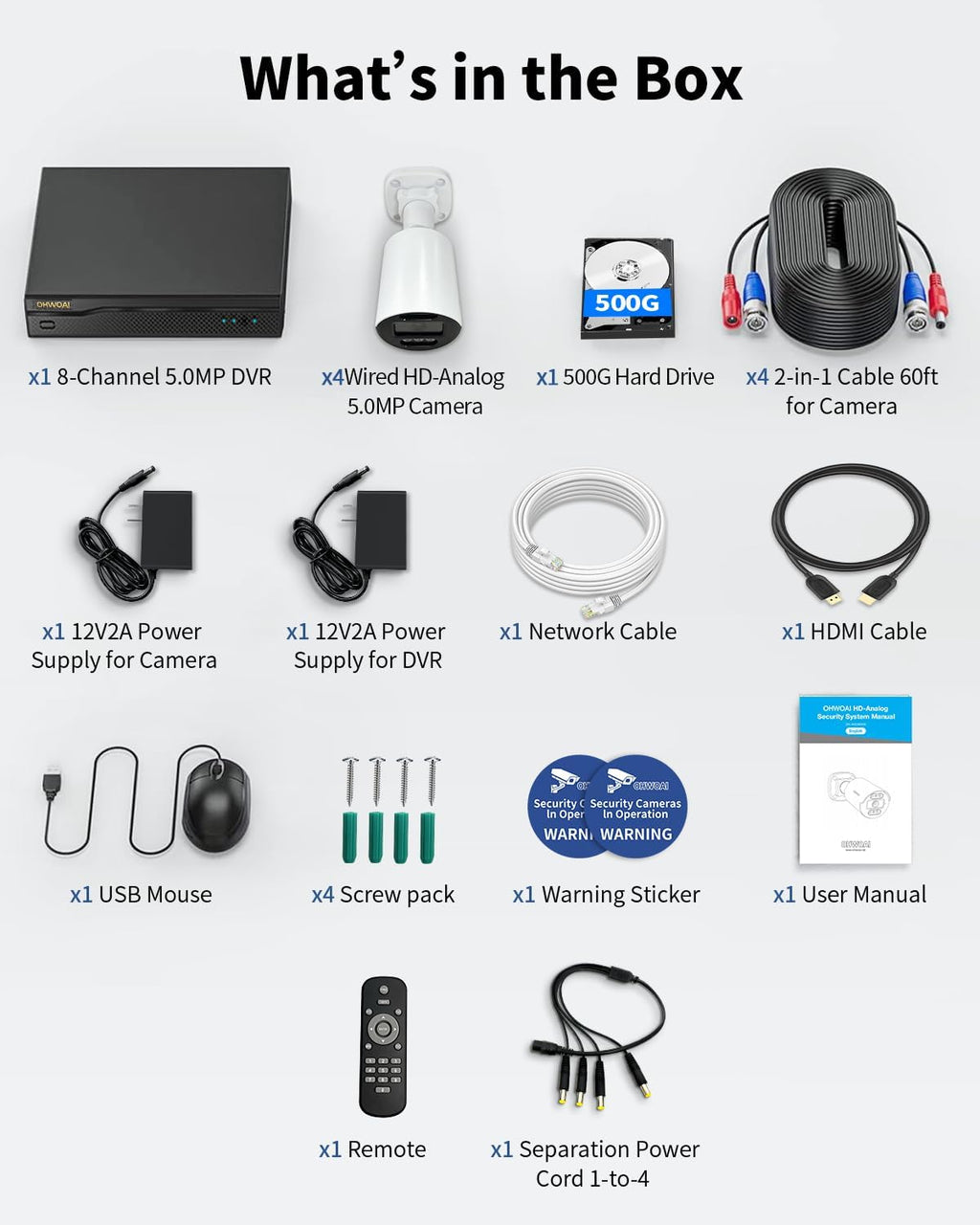 《5MP Super HD & 80ft IR Night Vision》Wired Security Camera System Outdoor, CCTV Cameras Systems with AI Human Detection, Home Video Surveillance DVR Kits