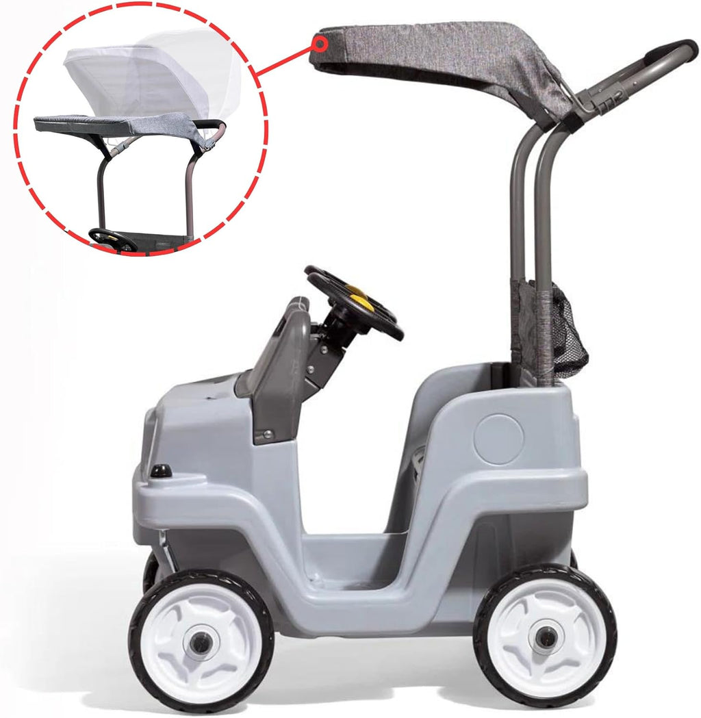 Step2 Side-by-Side Push Around SUV, Kids Push Car, 2 Seats, Stroller Substitute, Includes Seat Belts & Horns, Made of Durable Plastic, Max Weight 100 lbs., for Toddlers 1.5-5 Years Old, Gray