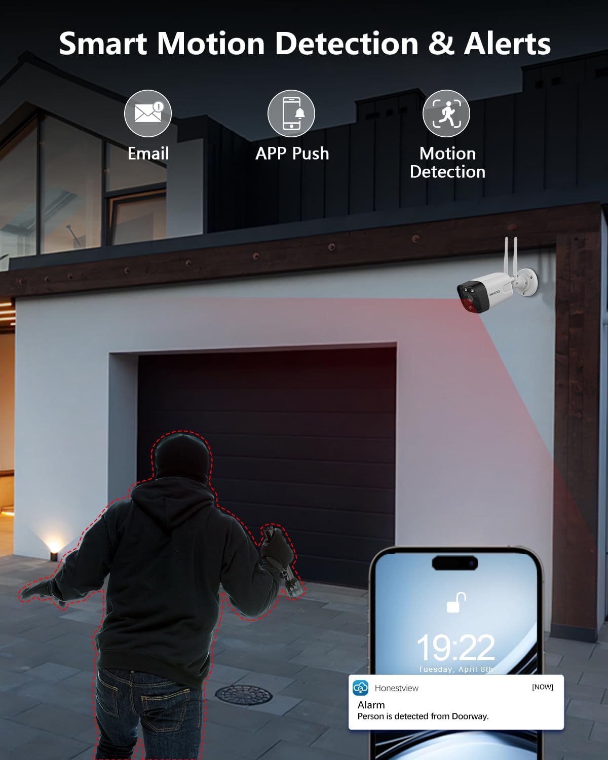 (2026 Update) Wireless WiFi Outdoor Security Camera System with Dual Antenna Cameras, 55% Stronger Signal, 130° Wide Angle, 65ft Night Vision, 2-Way Audio, No Monthly Fee, Home NVR Security System
