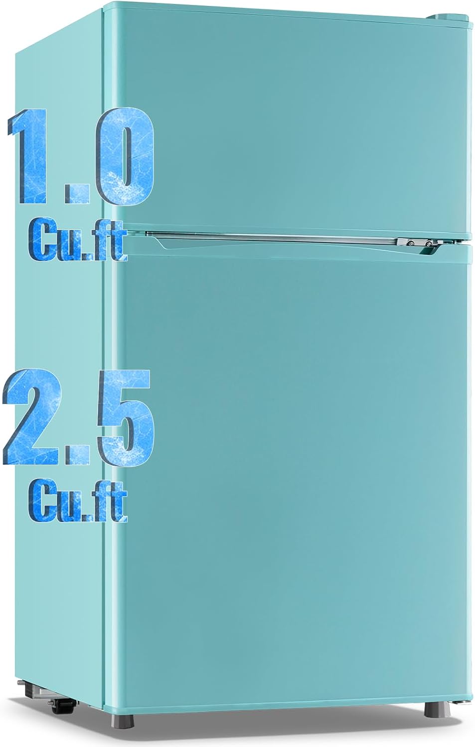 WANAI 3.5 Cu.Ft Mini Fridge with Freezer, Freestanding Refrigerator for Office, Dorm, Apartment, 7-Level Adjustable Thermostat, 2 Removable Shelves and Bakset, Small Fridge in Blue