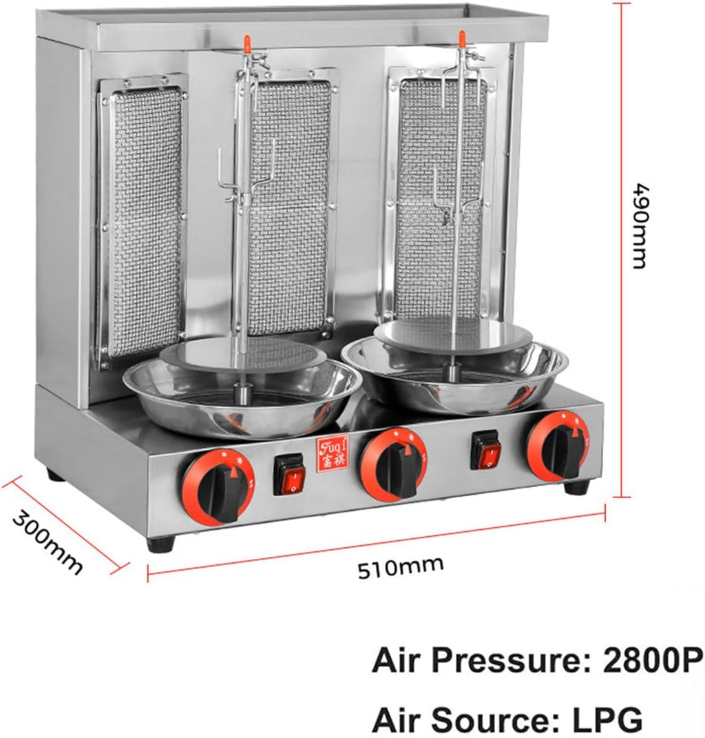 Vertical Broiler for Commercial Home Grill, Stainless Steel 360 Degrees Rotating Vertical Rotisserie Gyro Grill, Adjustable Temperature(220°F-572°F)