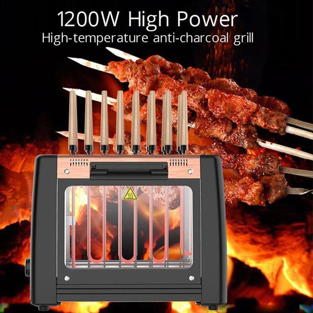 Vertical Electric BBQ Grill, Auto 360° Rotating Skewer, 1200W Rotisserie Smokeless Barbecue Kebab Oven Grill Temperature Control with 32 Strings, for Kitchen Party Restaurant