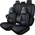 Full Set Seat Covers for Subaru Outback 2000-2024 2025,Leather Car Seat Covers,Soft Interior Accessories Seat Cushion Cover,Waterproof Automobile Seat Protectors for Outback(Black Blue,Deluxe)