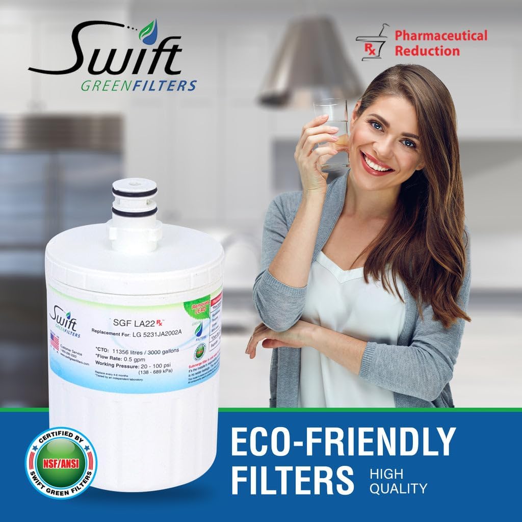 Swift Green Filters SGF-LA22 Rx Compatible Refrigerator Water Filter for LT500P, 5231JA2002A, 46-9890, EFF-6005A, Made in USA (6 Pack)