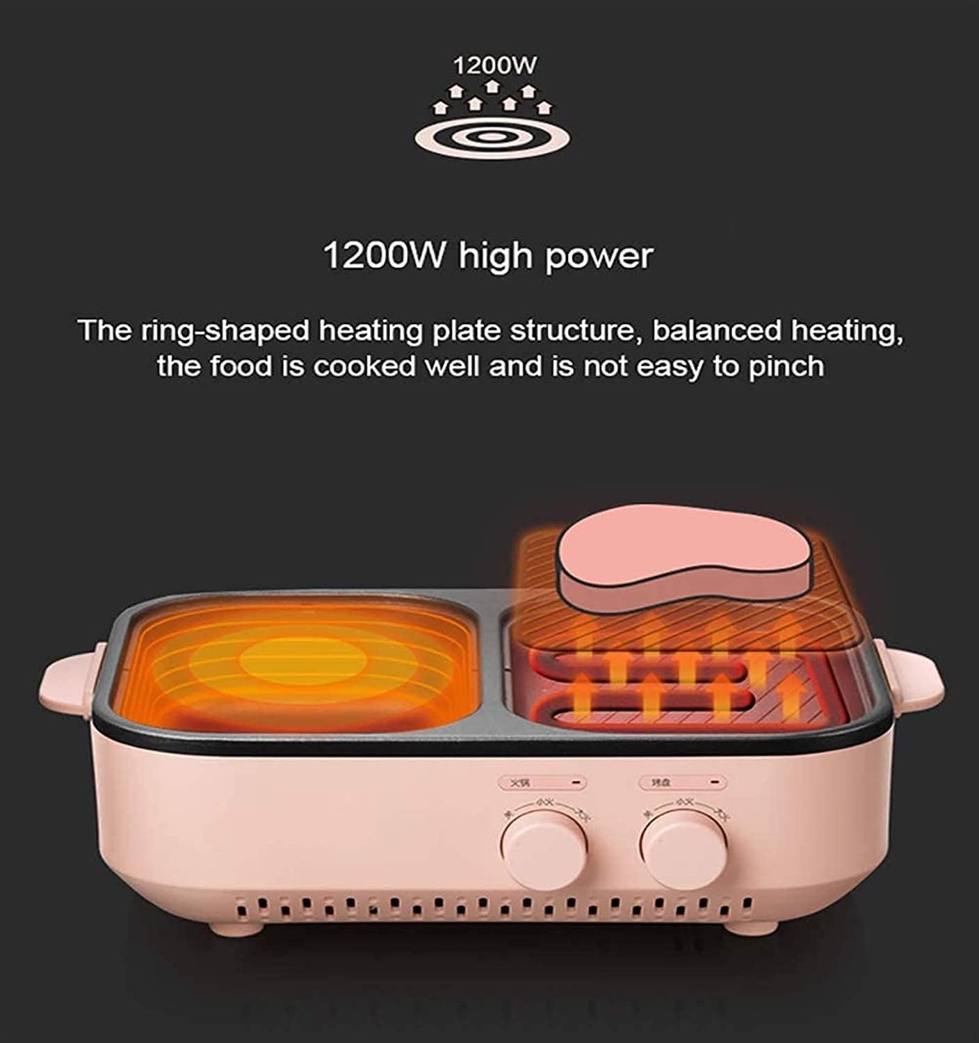 Multifunction Electric Grill Smokeless Barbecue Baking Plates Hot pot Steak Korean BBQ Non-stick Grilled Meat Machine,Household Nonstick Electric Griddle