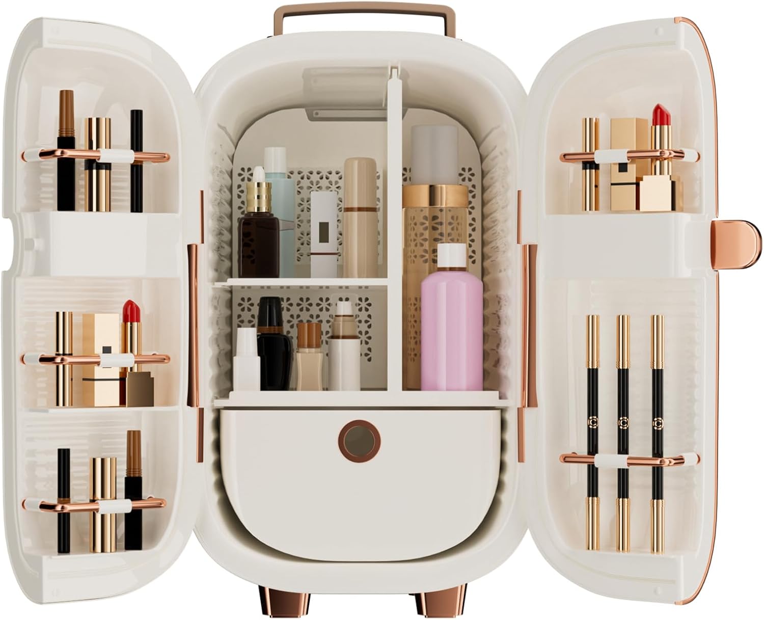 Portable Skincare Fridge, 3 Operating Modes with 360° Cycle Drying Mini Fridge, With 5 Door Racks, Low noice, Ideal for Makeup, Cosmetic Beauty, Skin Care