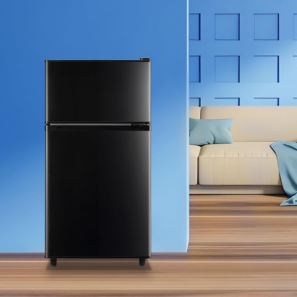WANAI 3.5 Cu.Ft Mini Fridge With Freezer Freestanding Refrigerator with Freezer,7 Level Adjustable Thermostat Removable Shelves Small Refrigerator for Office Dorm Apartment Black