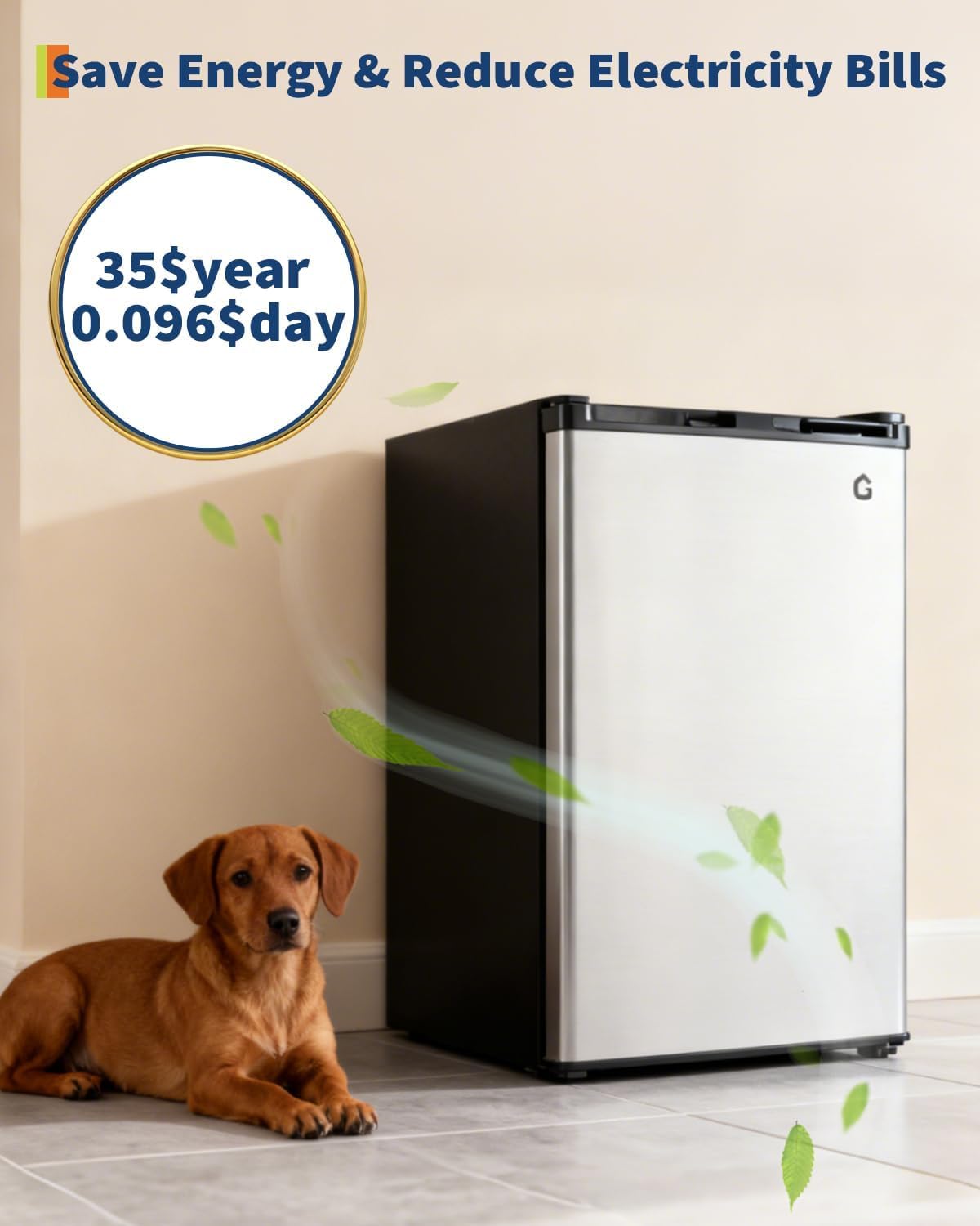 Garvee 4.5 Cu.Ft Mini Fridge with Freezer, Low Noise< 38dB, Compact Refrigerator w/Reversible Door, Adjustable Thermostat, Energy-Efficient Small Fridge for Bedroom, Office, Dorm