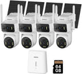 Solar Dual Lens Security Cameras Wireless Outdoor, Home Dual Lens Security Camera System, No Subscription, 2.4G & 5G WiFi 4MP Night Vision, 64G SD Local Recording Expandable to 10CH
