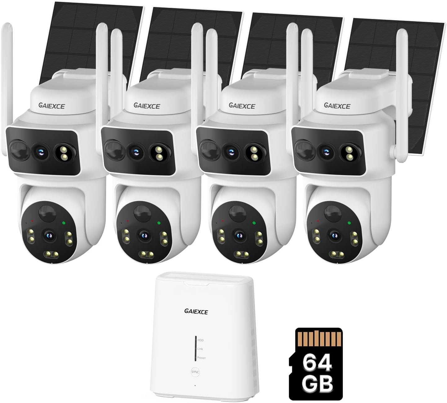 Solar Dual Lens Security Cameras Wireless Outdoor, Home Dual Lens Security Camera System, No Subscription, 2.4G & 5G WiFi 4MP Night Vision, 64G SD Local Recording Expandable to 10CH