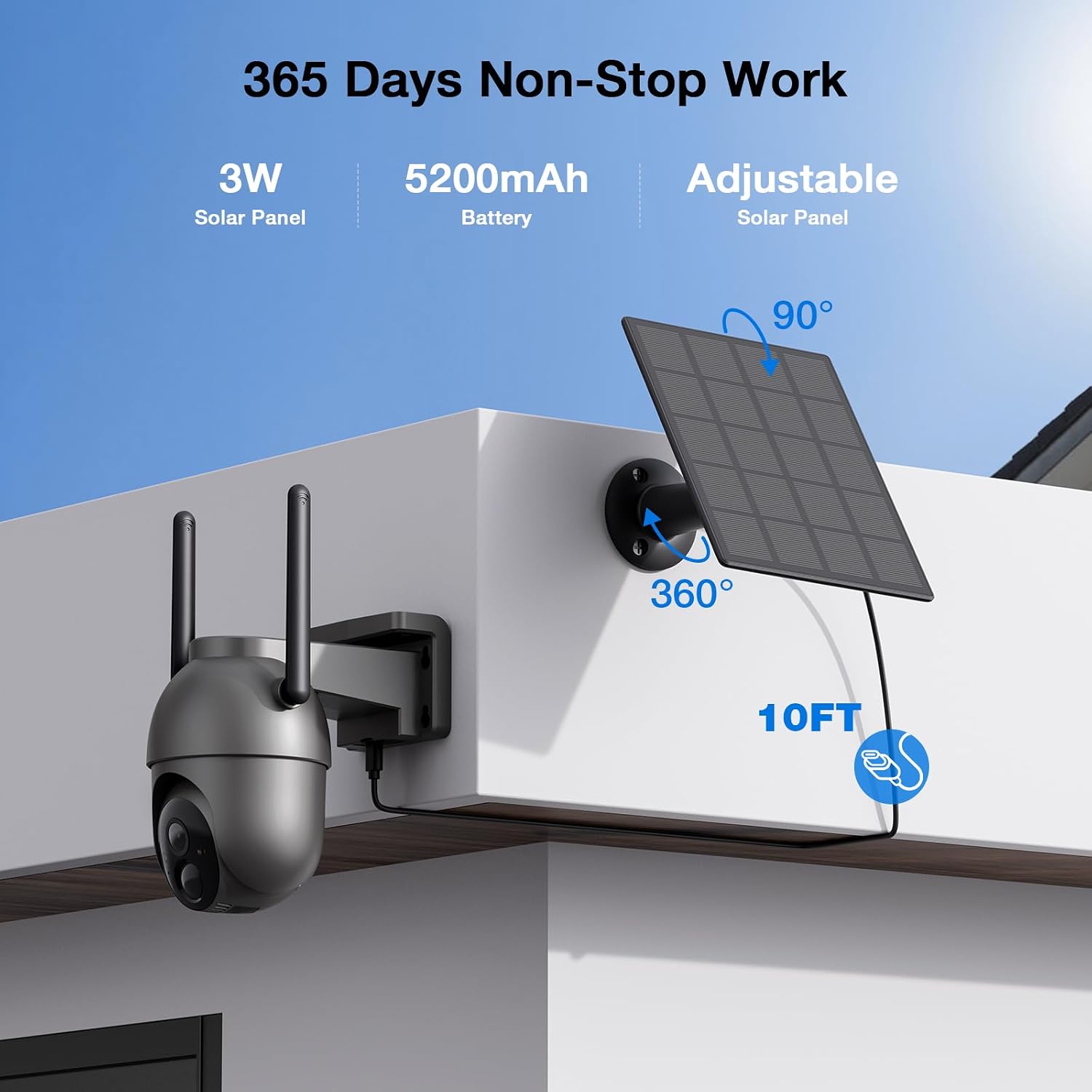 Aume 4MP Security Cameras Outdoor Wireless, No Subscription, 2-Cam Kit, Solar-Powered, Home Security Camera System with 360° Pan & Tilt, Color Night Vision, Easy Setup, 5GHz & 2.4GHz Router Compatible