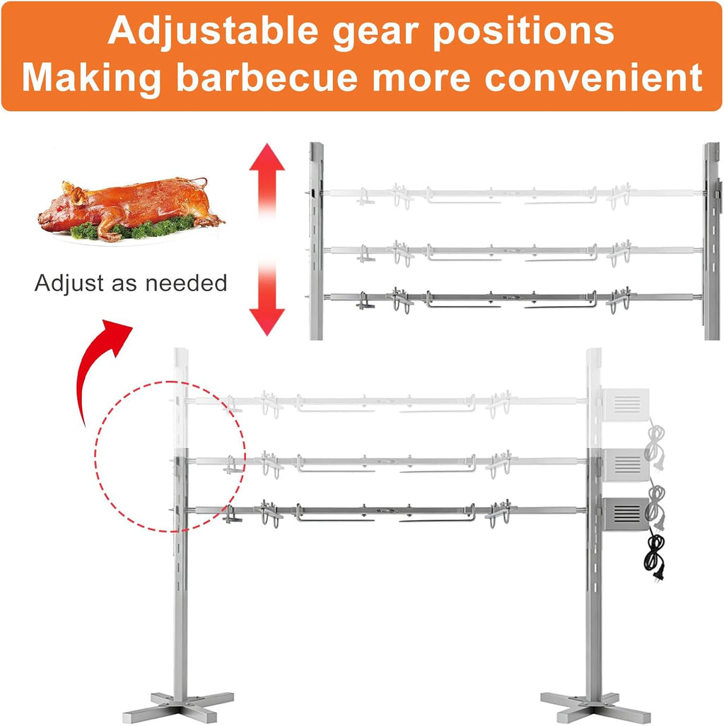 Rotisserie Grill Kit Stainless Steel Tripod Rotisserie Stand,Outdoor Electric Rotisserie BBQ Grill Kit,Adjustable Height 25W Motor with 19' Stainless Steel Spit, Heavy Duty for Chicken Pig Roasting