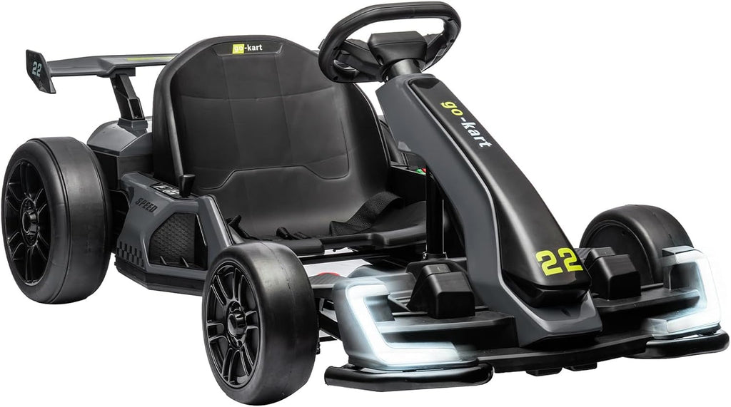 Nasitip 24V Electric Go Kart,300W Powerful Drift Kart for Kids, Electric Pedal Kart,with 300W Strong Motor, Drift/Sport Mode, Big Battery, Eva Tire,Length Adjustmen for Outdoor Racing Toy-Grey