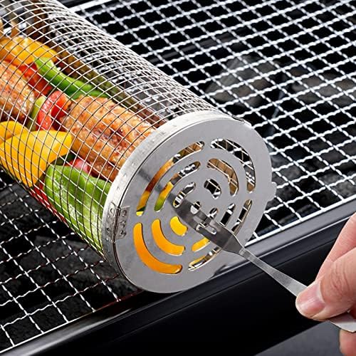 Rolling Grill Baskets, Rotating BBQ Basket, 3 PCS BBQ Basket Set, Barbecue Grill Baskets, 304 Stainless Steel, Multi-Purpose Rotating Grills Set for Barbecue Party or Family Use (12inch/31cm)