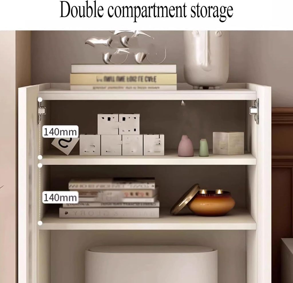 Small Storage Cabinet with Doors for Robot Vacuum and Mop Self Emptying, Side Table with Storage for Living Room with Adjustable Shelf for Kitchen Dinning Room