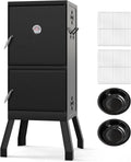 Happygrill Charcoal Grills, 40' Vertical BBQ Smoker Grill with Built-in Thermometer, Adjustable Air Dampers, Removable Water Pan & Grill Grates for Backyard Picnics, Party, Outdoor Camping