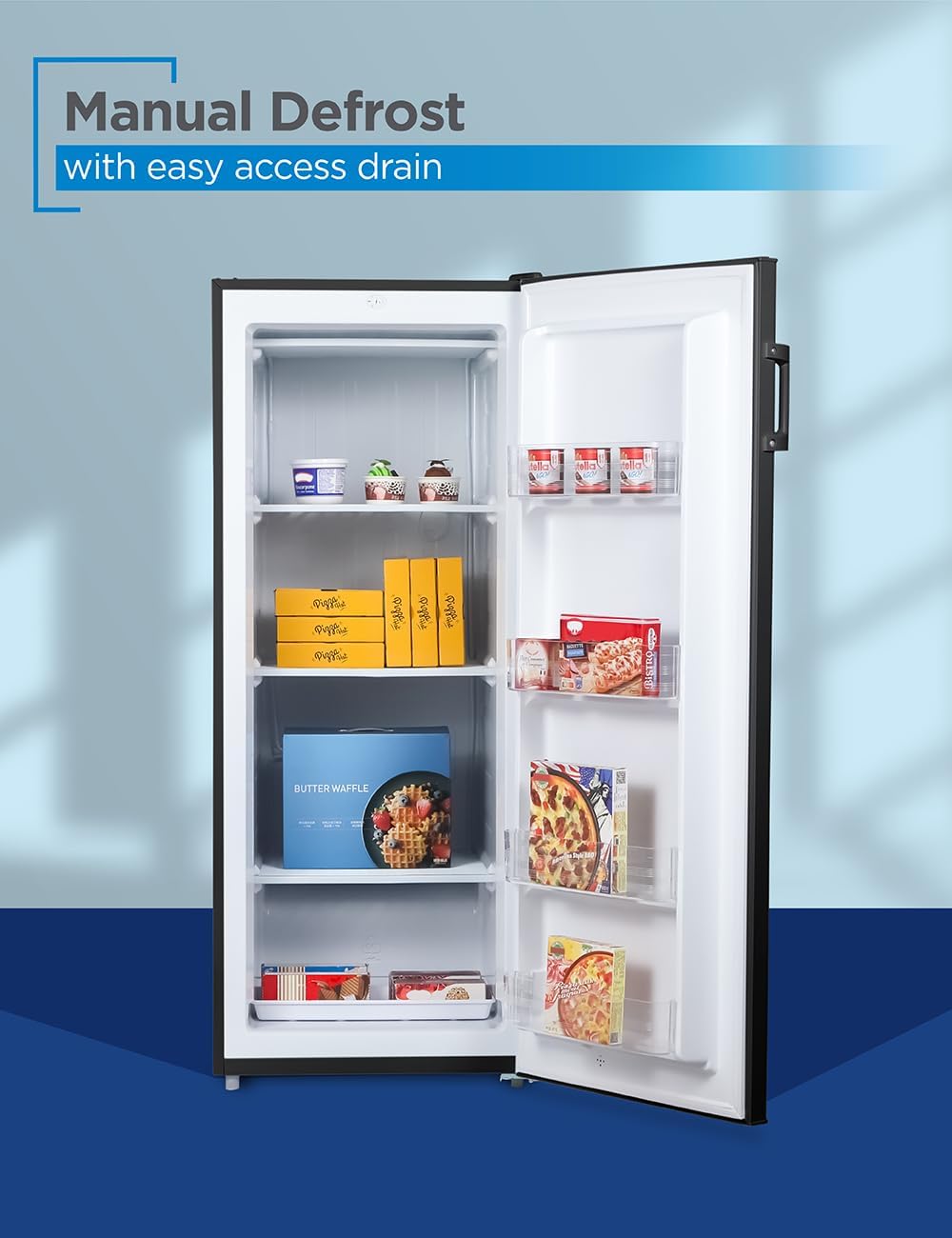 BLACK+DECKER 8.5 Cu. Ft. Upright Freezer, Stand Up Freezer with Mechanical Temperature Control, Freezer Upright with 3 Shelves and 4 Door Bins, Manual Defrost, R600a Refrigerant, BUF850LB, Black