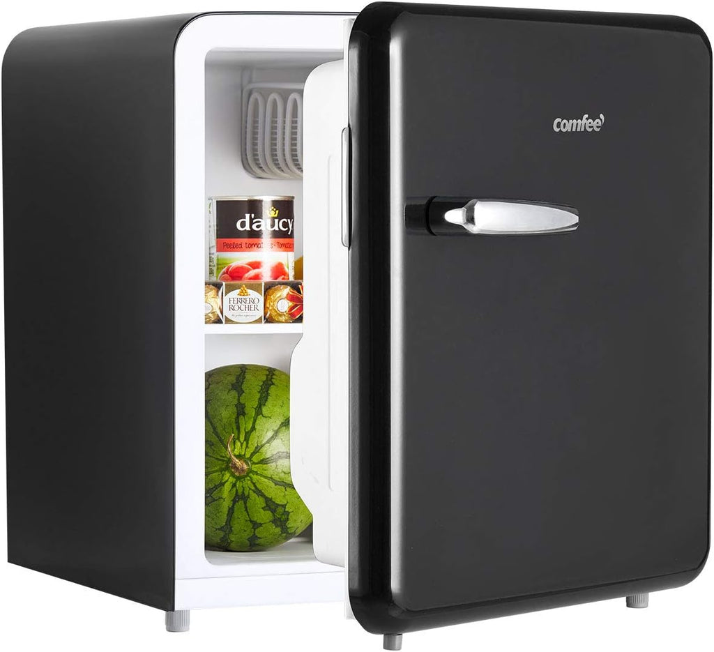 COMFEE' 1.6 Cubic Feet Solo Series Retro Refrigerator Sleek Appearance HIPS Interior, Energy Saving, Adjustable Legs, Temperature Thermostat Dial, Removable Shelf, Perfect for Home/Dorm/Garage [black]