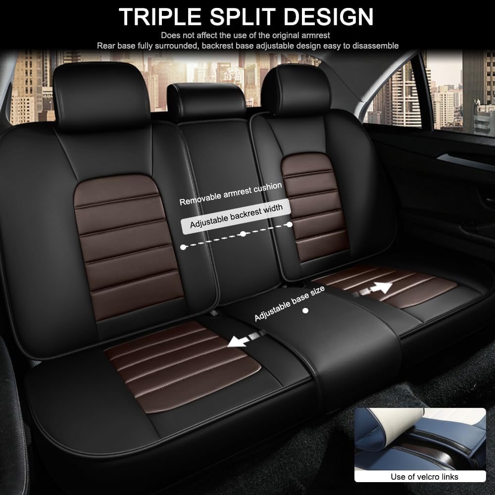 5 Seat Covers for Mini Cooper/Countryman/One Leather Car Seat Covers Waterproof Non-Slip Soft Seat Protectors Comfort Auto Seat Covers with Airbag（Standard,Black+Coffee）