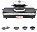 Barbecue Electric Grill and Hot Pot, 2700W Separable BBQ Pan Grill and Hot Pot, Multifunctional Electric Grill Pot with Dual Temp Control, with Nonstick Coating(Red)