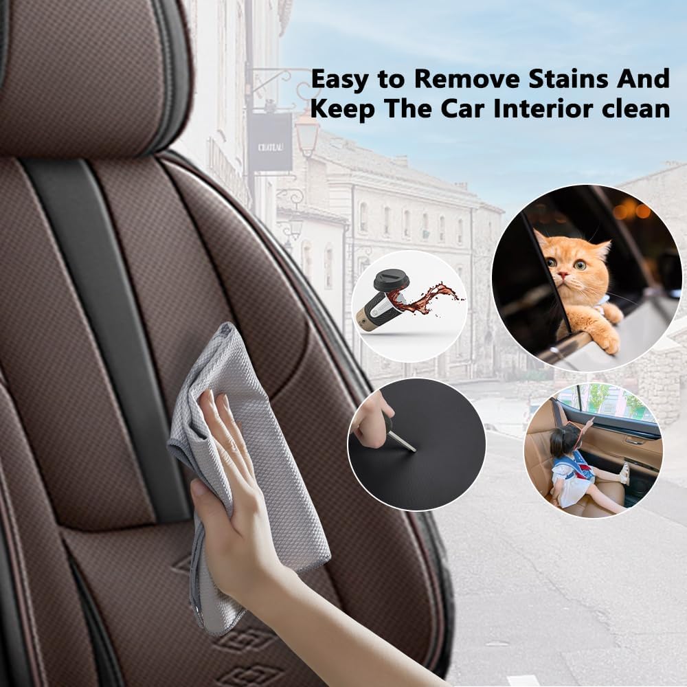 Full Set Seat Covers for Subaru Outback 2000-2024 2025,Leather Car Seat Covers,Soft Interior Accessories Seat Cushion Cover,Waterproof Automobile Seat Protectors for Outback(Black Coffee,Deluxe)