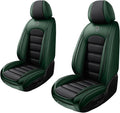 2 Seat Covers for Mini Cooper/Countryman/One Leather Car Seat Covers Waterproof Anti-Slip Soft Car Seat Protectors Comfort Premium Automotive Seat Covers with Airbag（Standard,Black+Green）