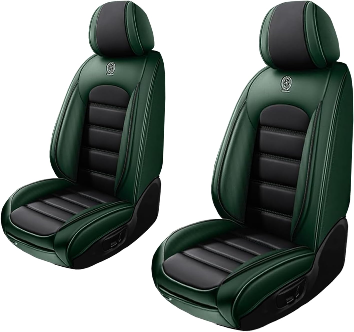 2 Seat Covers for Mini Cooper/Countryman/One Leather Car Seat Covers Waterproof Anti-Slip Soft Car Seat Protectors Comfort Premium Automotive Seat Covers with Airbag（Standard,Black+Green）