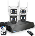 【2-Way Audio & Auto Tracking】 4MP PTZ Security Cameras Wireless Outdoor, WiFi Home Security Camera System, Video Surveillance DVR Kits
