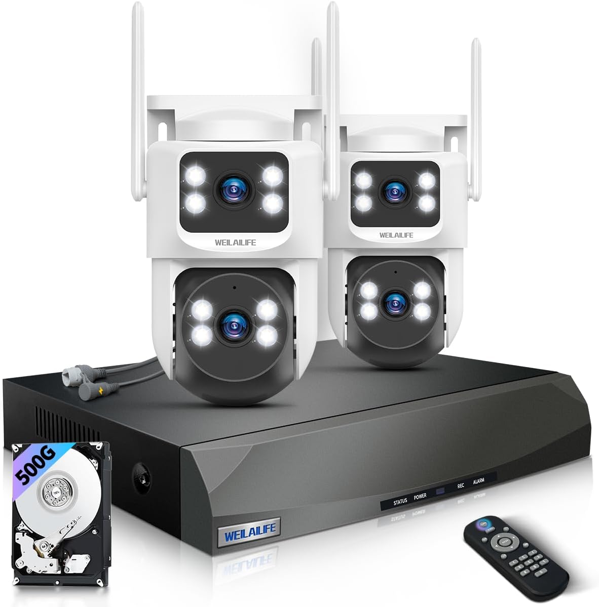 【2-Way Audio & Auto Tracking】 4MP PTZ Security Cameras Wireless Outdoor, WiFi Home Security Camera System, Video Surveillance DVR Kits