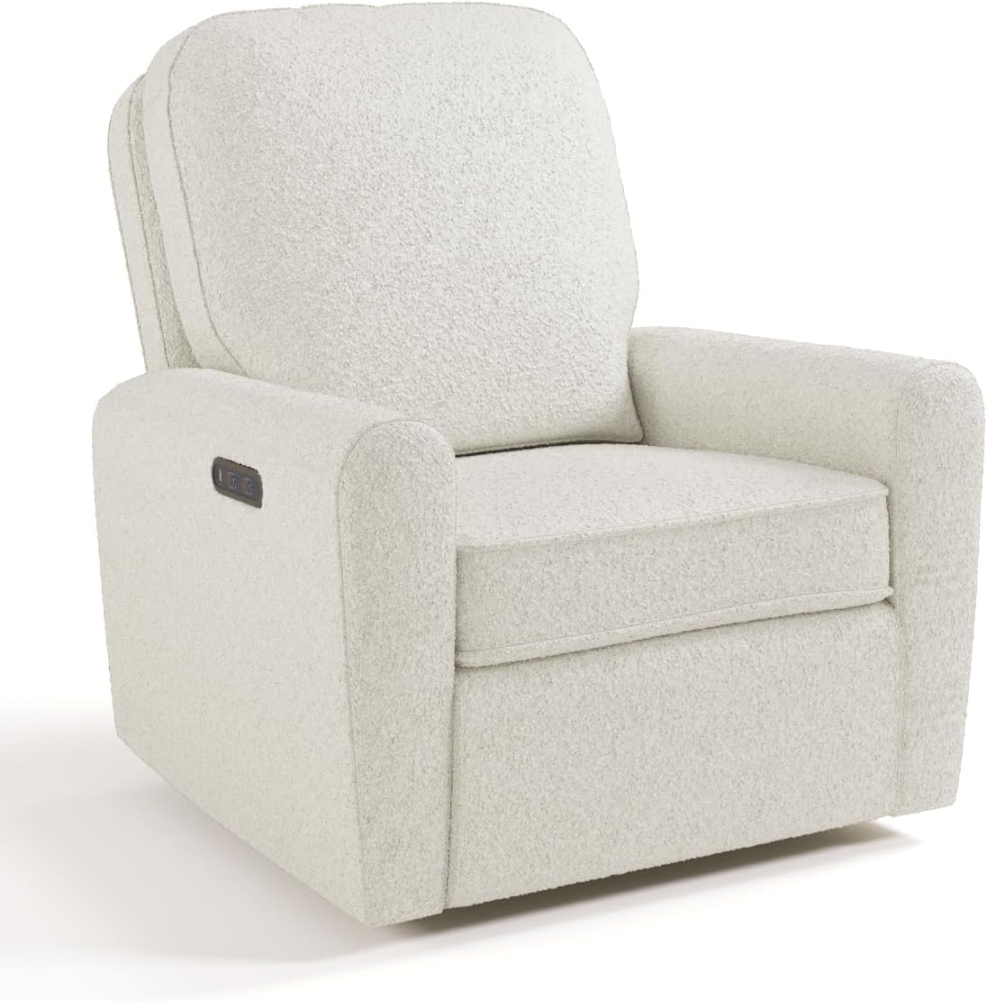 Storkcraft Amalfi Deluxe Power Recliner Swivel Glider – Premium Electronic Nursery Rocking Chair, Oeko-TEX 100 Certified, Includes Dual-USB Charging Port with USB-A & USB-C (Ivory Boucle)