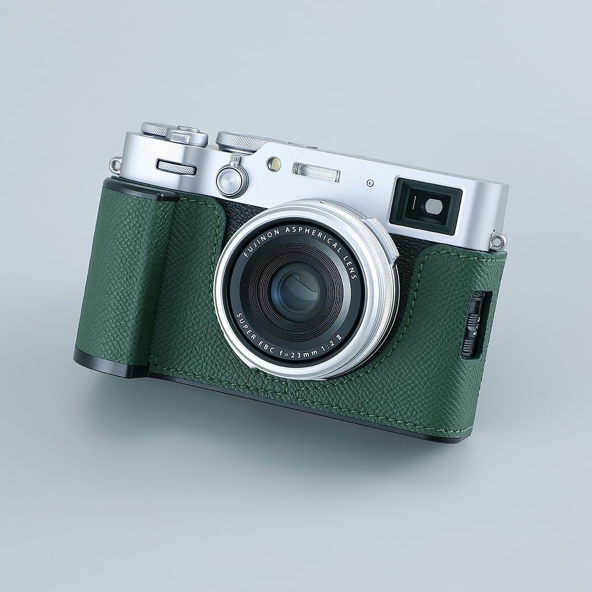 Camera Half Case for Fujifilm Fuji X100VI,Vintage Metal Genuine Leather Instant Camera Protective Cases Stylish Portable Shockproof (GreenD)