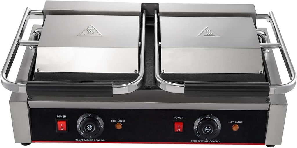 Commercial Electric Griddle Stainless Steel Grill BBQ, Countertop Hotplate Flat Top Kitchen Grill, Business Catering BBQ Steak Bacon Fryer Pans with Dual Thermostatic Control