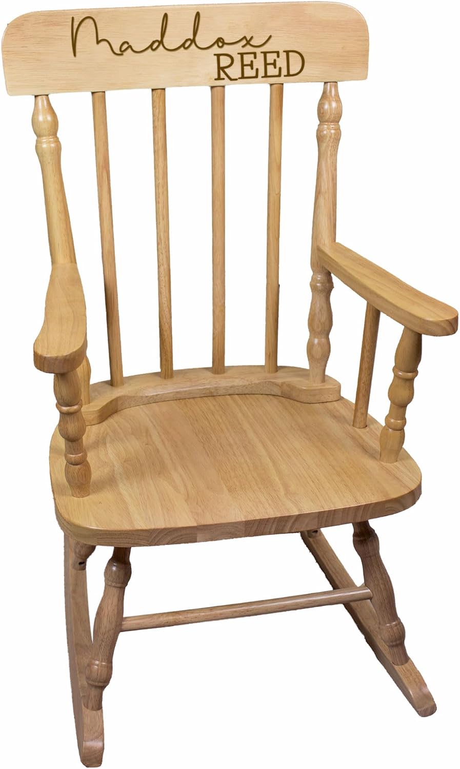 My Bambino Childrens Personalized Rocking Chair Natural Wood Engraved with Toddler Name Baby Gift