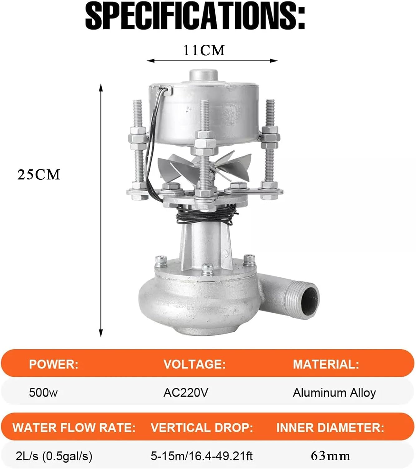 Micro Hydroelectric Generator, 500W 220V Portable Water Turbine Generator, Eco-Friendly Hydro Power System For Home Use, Lighting & Monitoring(110V)
