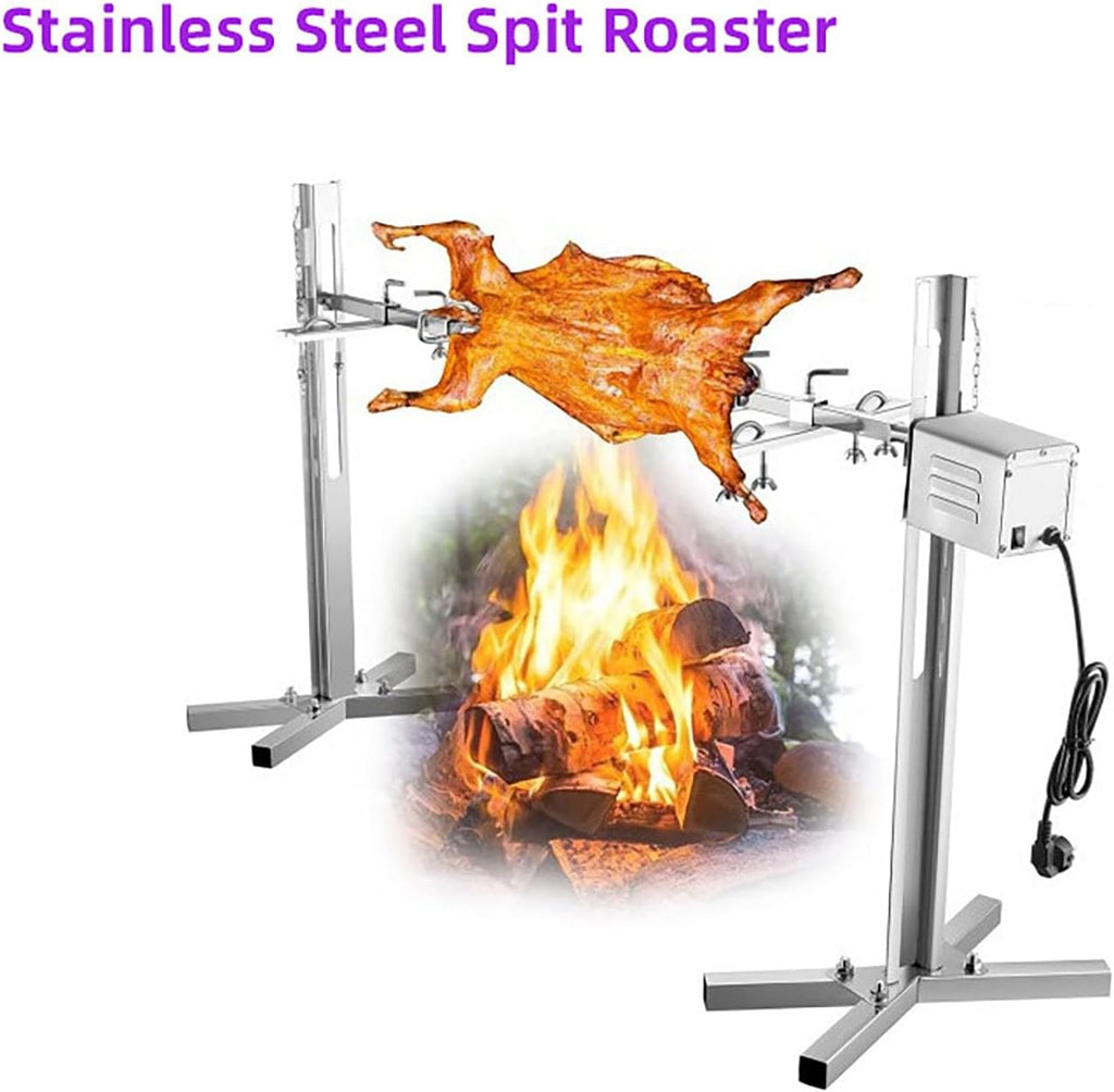 Portable Stainless Steel Whole Lamb Rotisserie Grill – Manual & Electric BBQ Spit Roaster, Adjustable 45W Motor, Outdoor Camping Grill for Whole Pig, Chicken, Beef