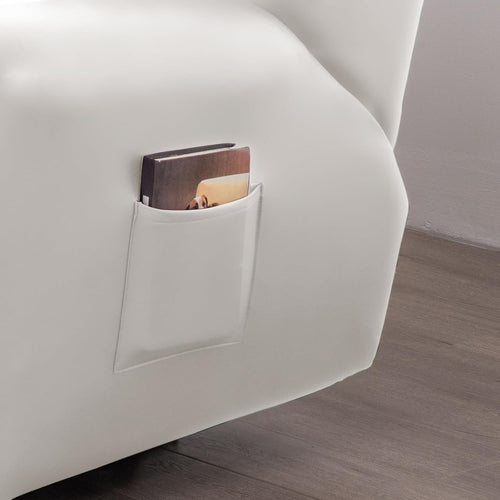 100% Waterproof PU Leather Sofa Slipcovers 8-Pieces Stretch Reclining Couch Covers for 2 Seat Anti-Slip Elastic Strap Furniture Protector for Kids, Pets (Cream, 3 Seater)