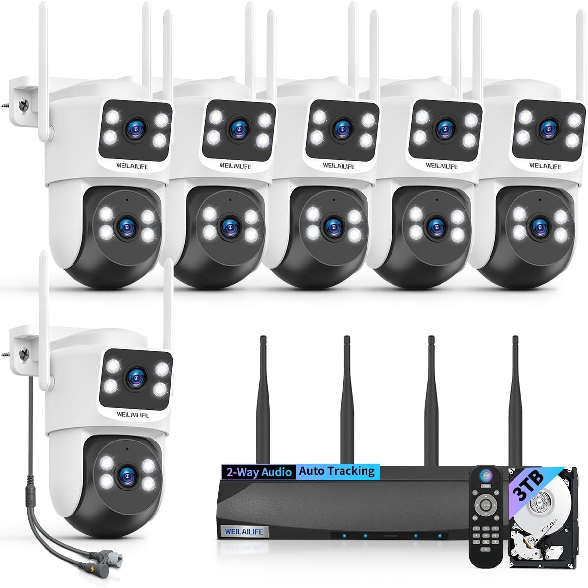 【360° View & 2-Way Audio】 4MP PTZ Security Cameras Wireless Outdoor, WiFi Home Surveillance System, Outside Wireless Security Systems