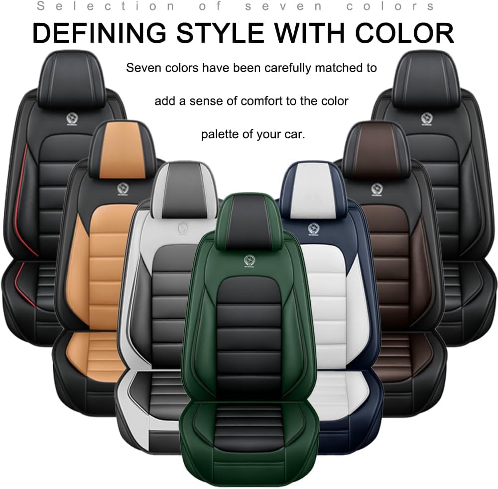 5 Seat Covers for Toyota Corolla Cross 2010-2025 2026 Leather Car Seat Covers Waterproof Anti-Slip Car Seat Protectors Comfort Automotive Seat Covers with Airbag（Standard,Black+Red Bars）